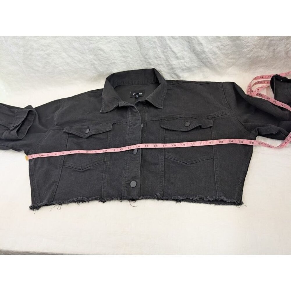 C'est Toi black label women's size large black denim cropped jacket, raw edge B4 - Picture 8 of 10